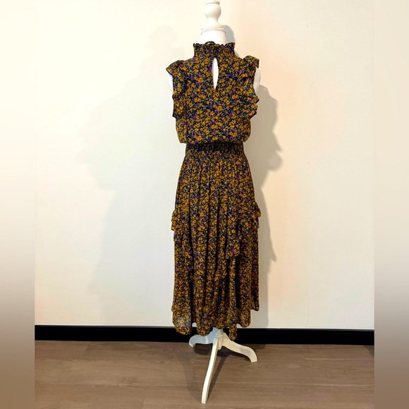 Lulus Mustard Floral Mock Neck Midi Dress 🌼 - Picture 10 of 12